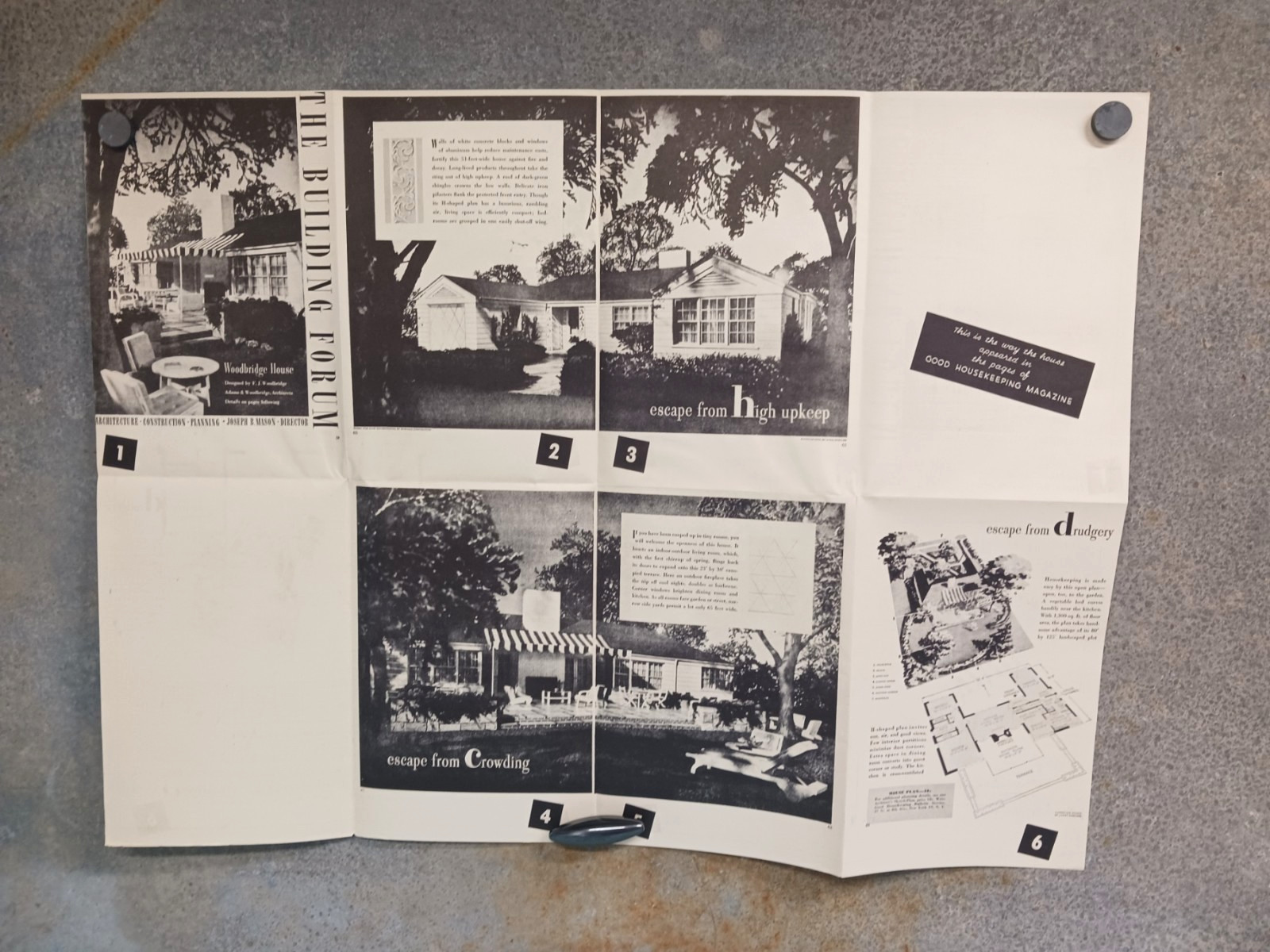 VTG 1950s Adams & Woodbridge House Good Housekeeping Floor Plan MCM Cottage