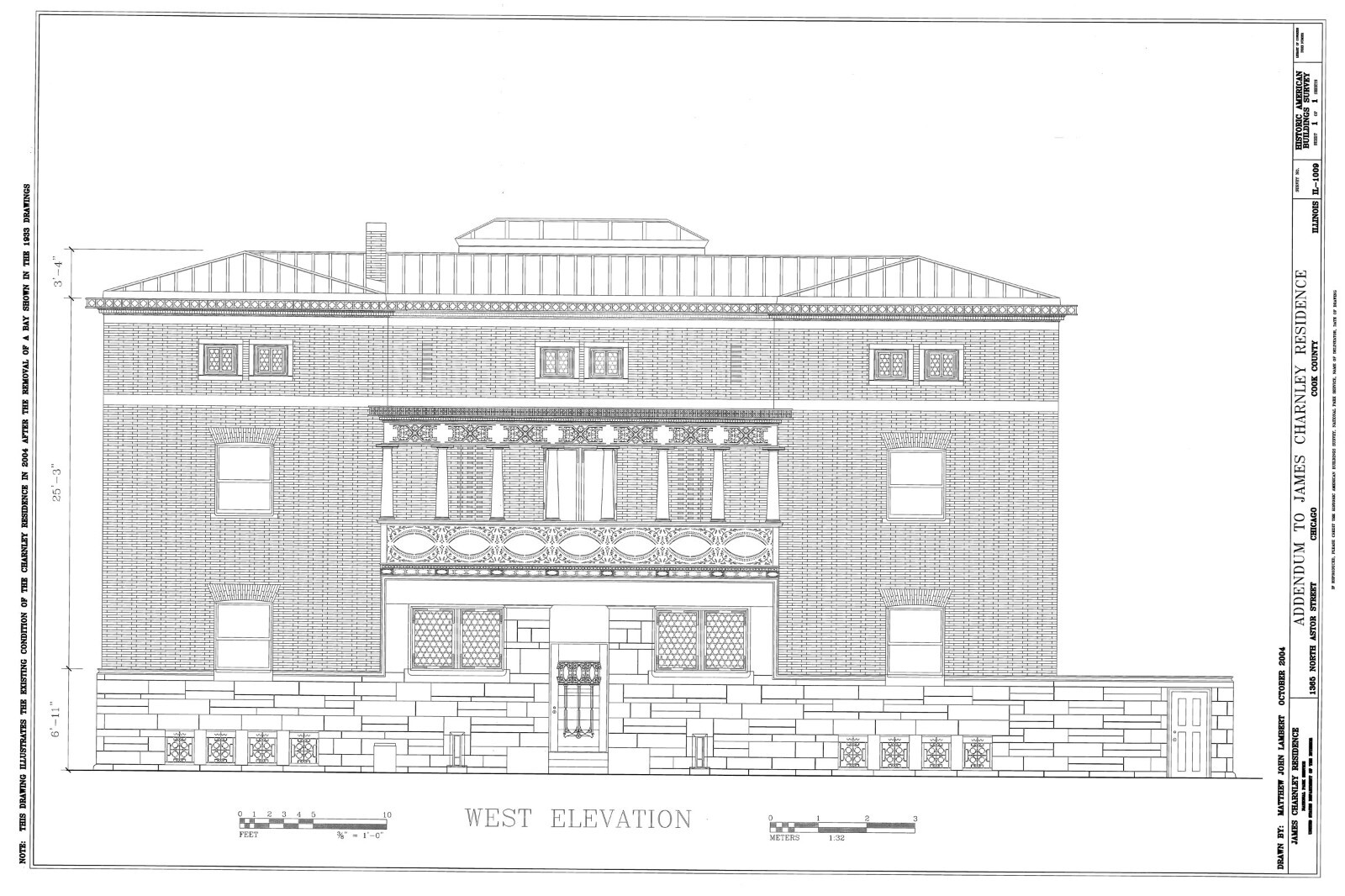 Frank Lloyd Wright Prairie Style home, architectural drawings, Charnley House