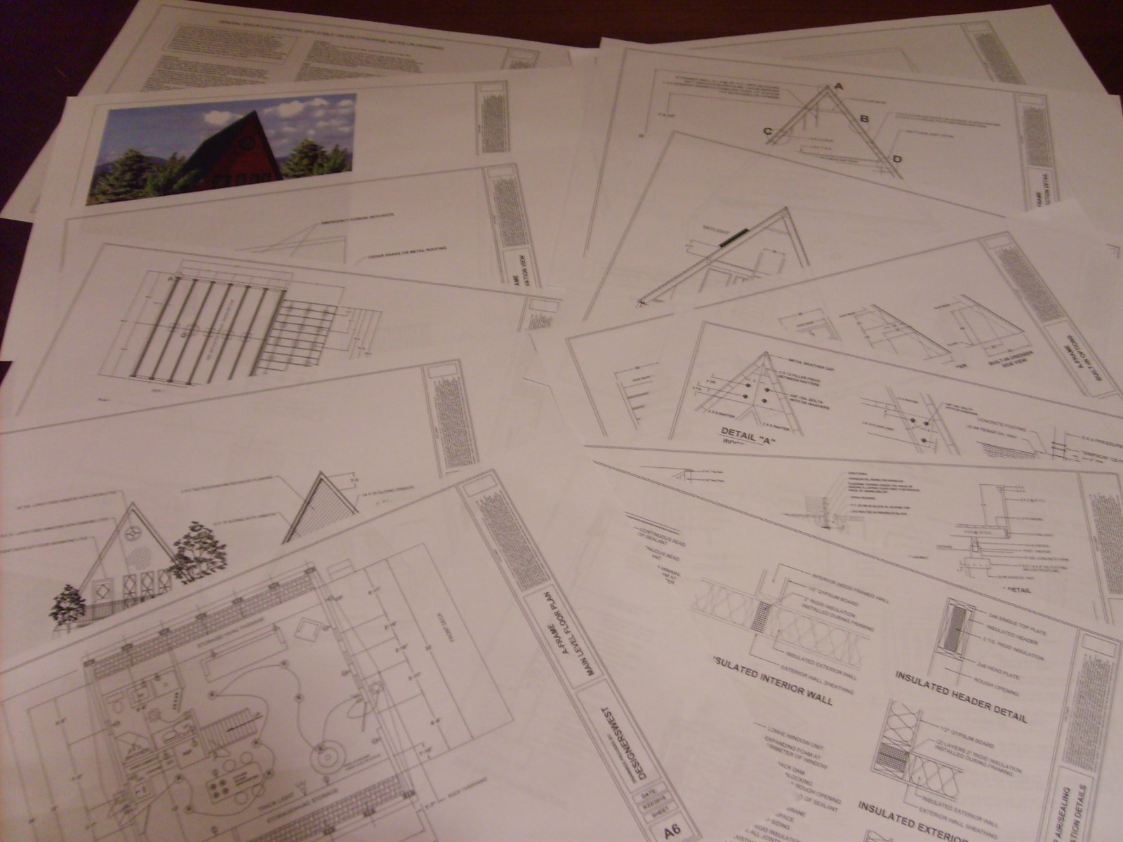A-Frame Cabin Plans 800 total sq.ft open kitchen living area by Designerswest.