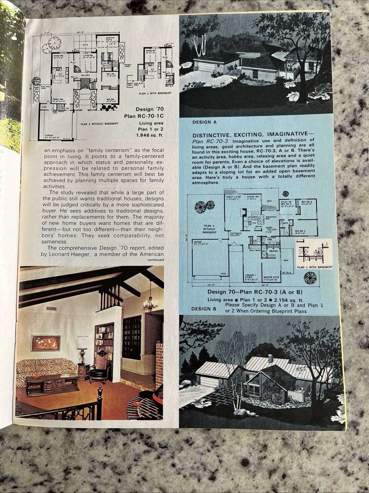 Vintage 1970 MCM Custom Large Ranch Homes Plans Design Catalog Atomic Blueprint