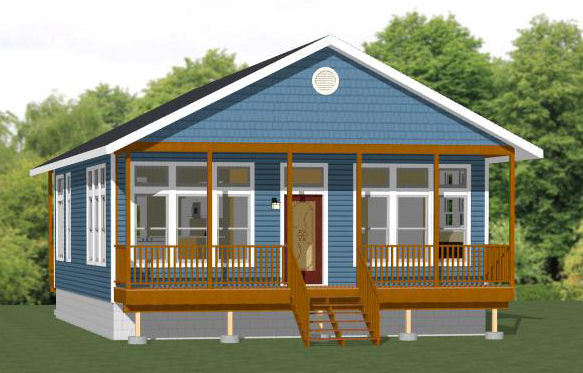 28×36 House — 2 Bedroom 2 Bath — 1,008 sq ft — PDF Floor Plan — Model 3D