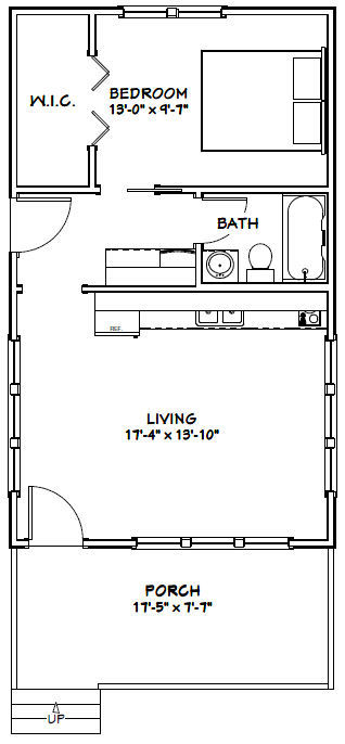18×30 Tiny House — 540 sq ft — PDF Floor Plan – Model 5A