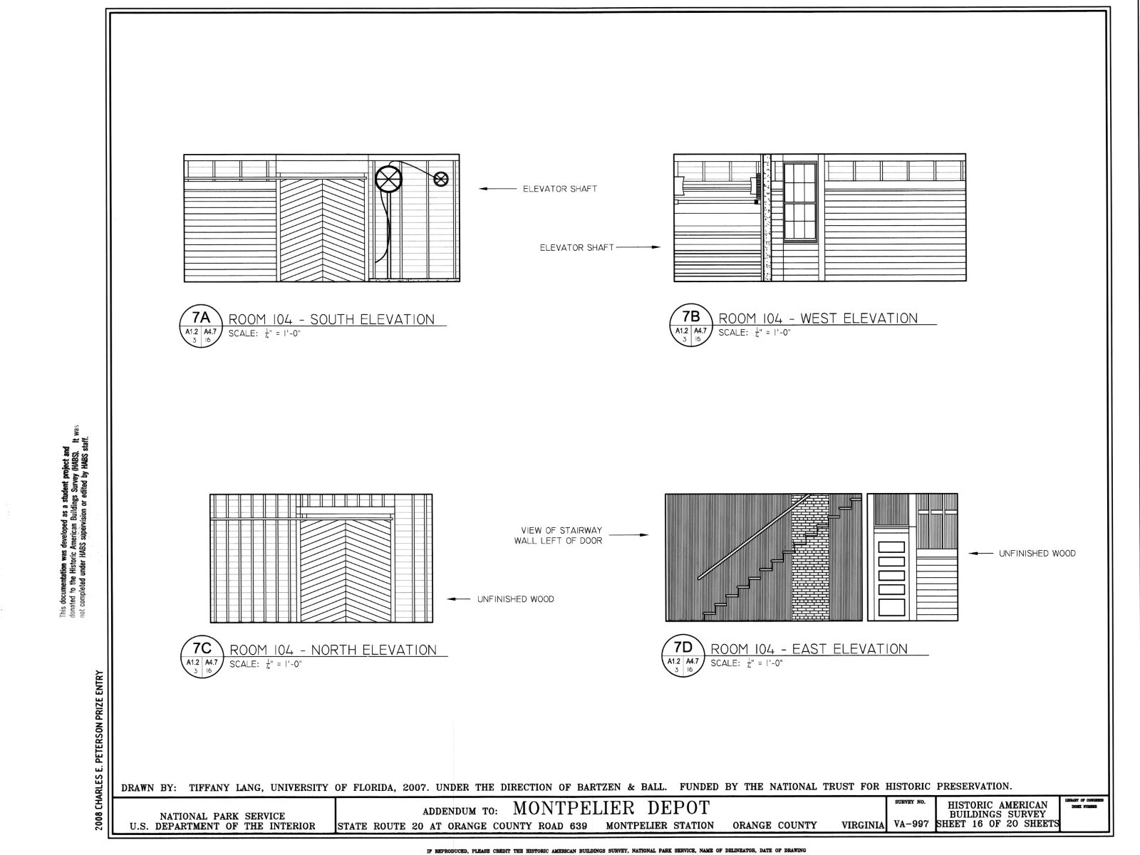 Southern Railroad Station, Montpelier, VA, architectural drawings, large set