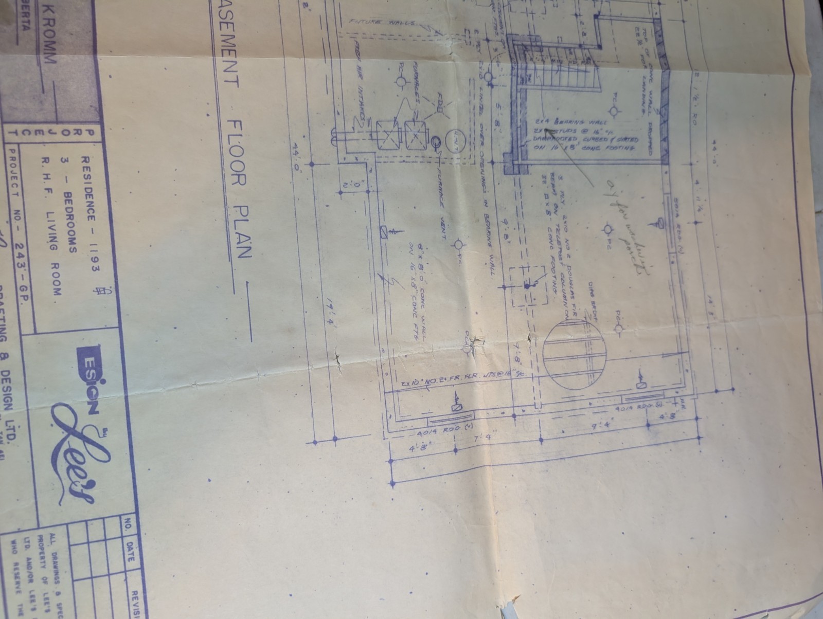 Vintage Mid Century Modern House Plan Blueprints 1977 Architecture Three Bedroom