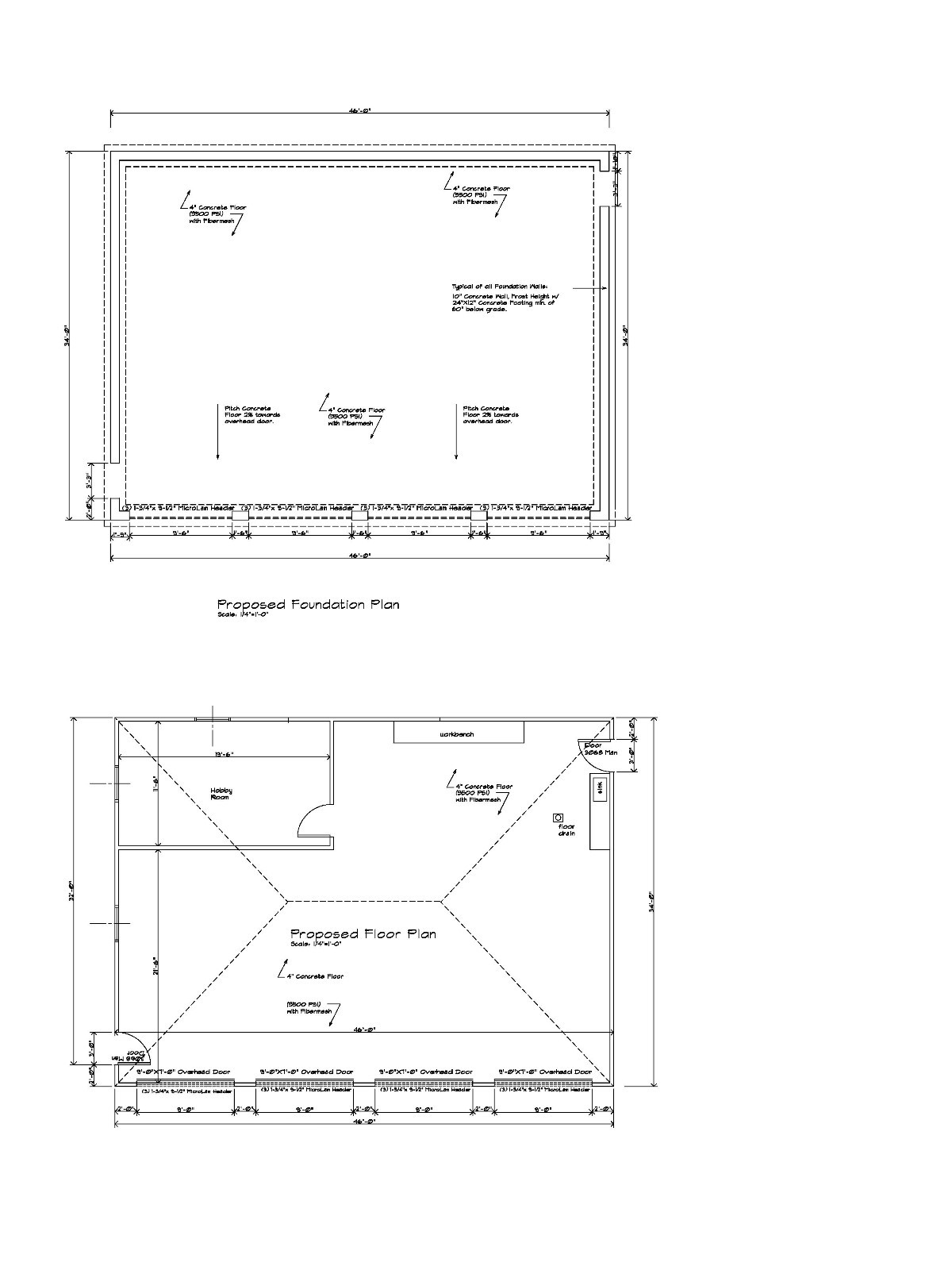 34’X46′ GARAGE PLANS HIP ROOF PLAN #18-3446-HIP-5 HIP ROOF 46×34 46×34