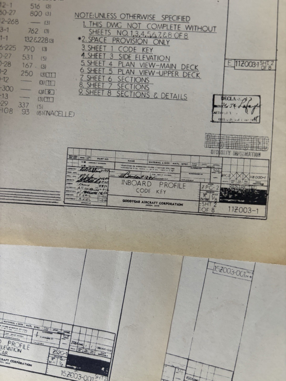 Goodyear Aircraft Corporation Airship Inboard Profile Blueprint