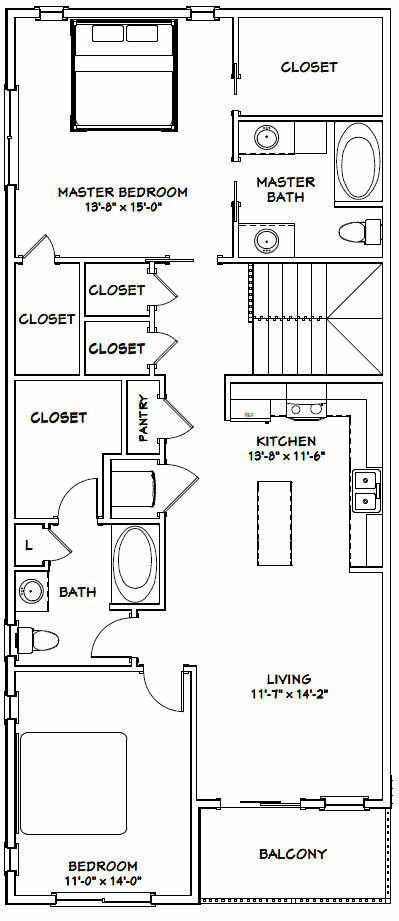 60×50 Apartment with 2-Car 2-RV Garage – PDF FloorPlan – 1,694 sqft – Model 1C