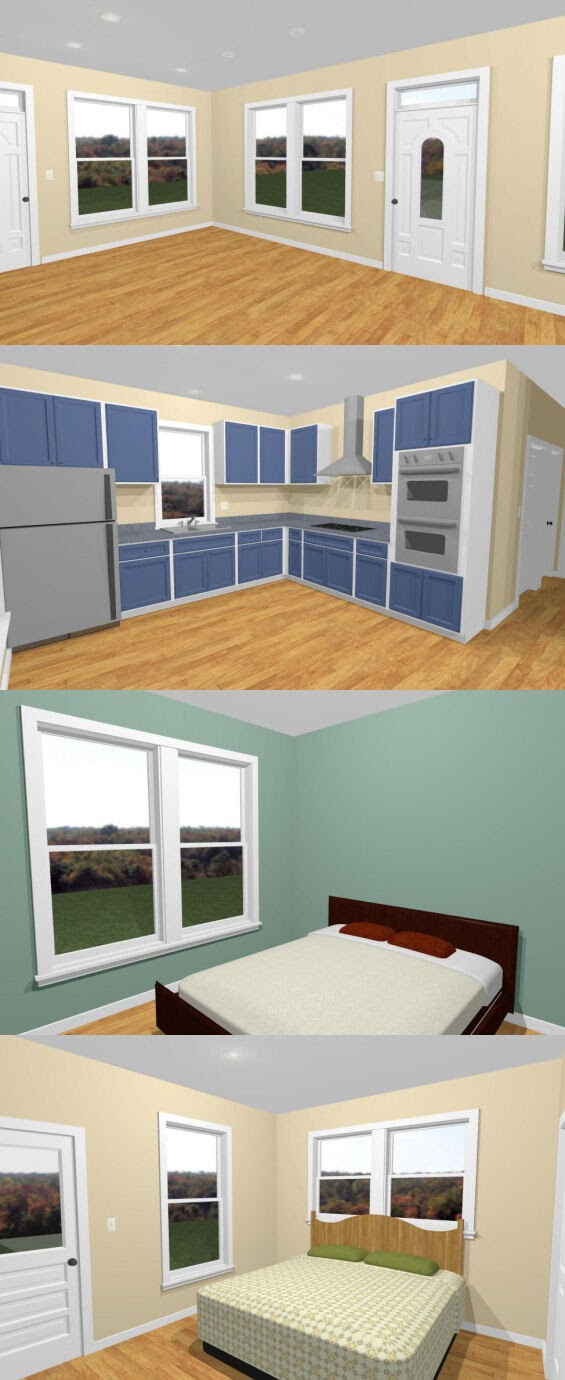 28×32 House — 2 Bedroom 1 Bath — 848 sq ft — PDF Floor Plan — Model 3J