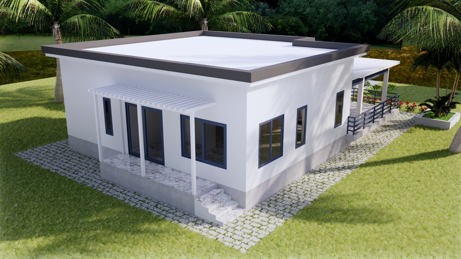 Modern House Plans 10×13 Meter 33×43 Feet 3 Beds 2 Baths Concrete Slab Hard Copy