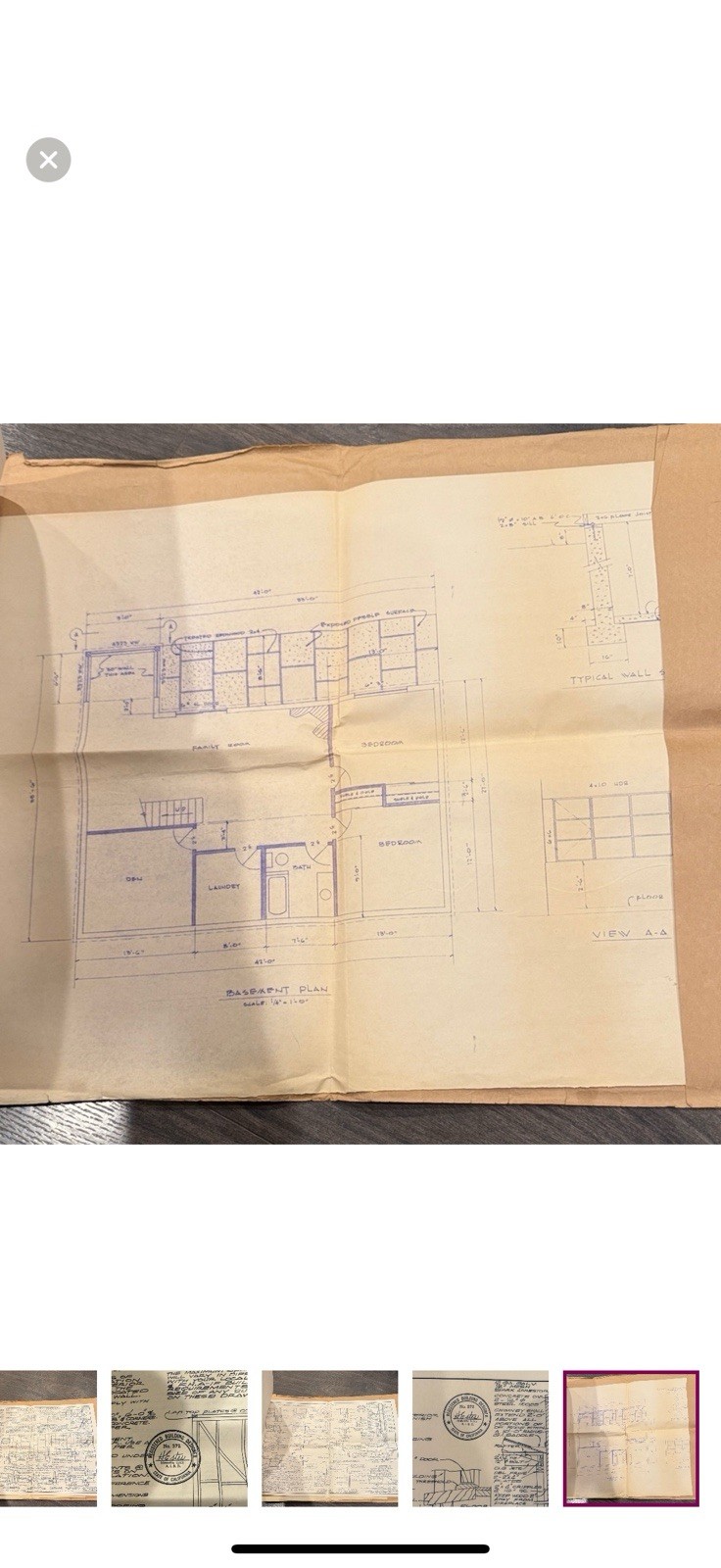 vintage set of 7 blueprint sheets from nationwide plan book company