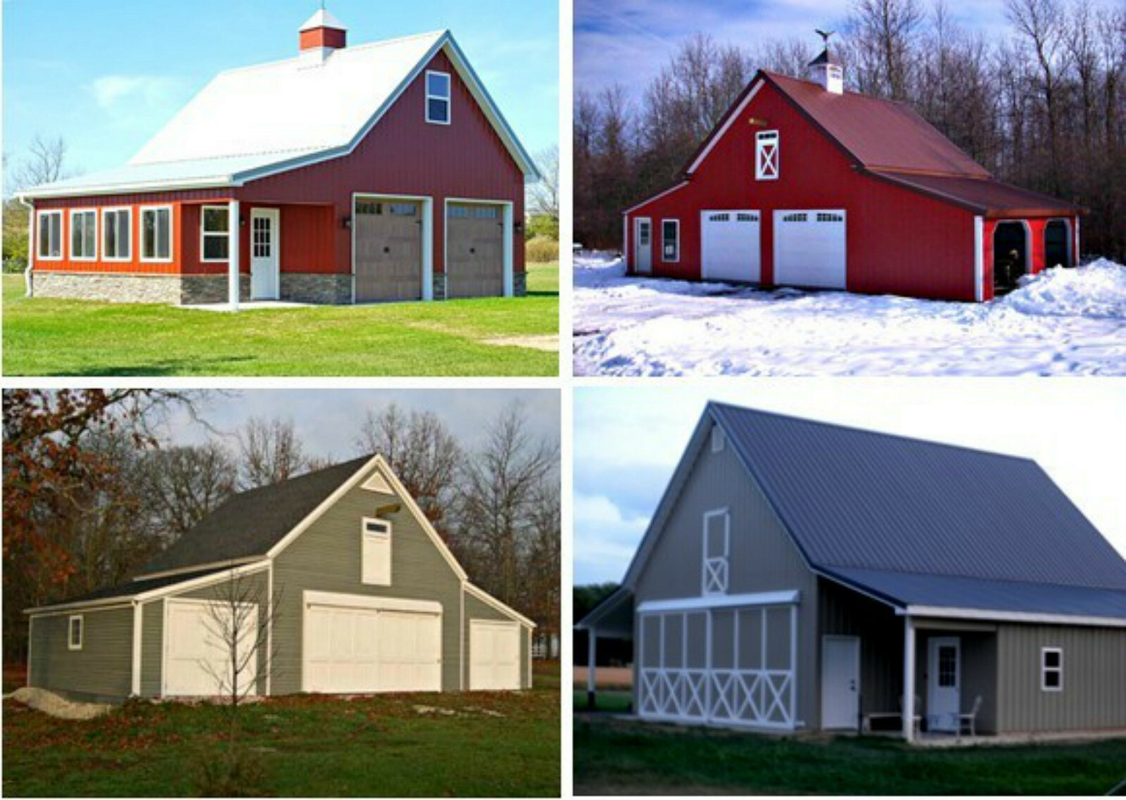 Walnut Car Barns with Lofts – 3 Complete Sets of Pole-Barn Plans (eB-441×3)