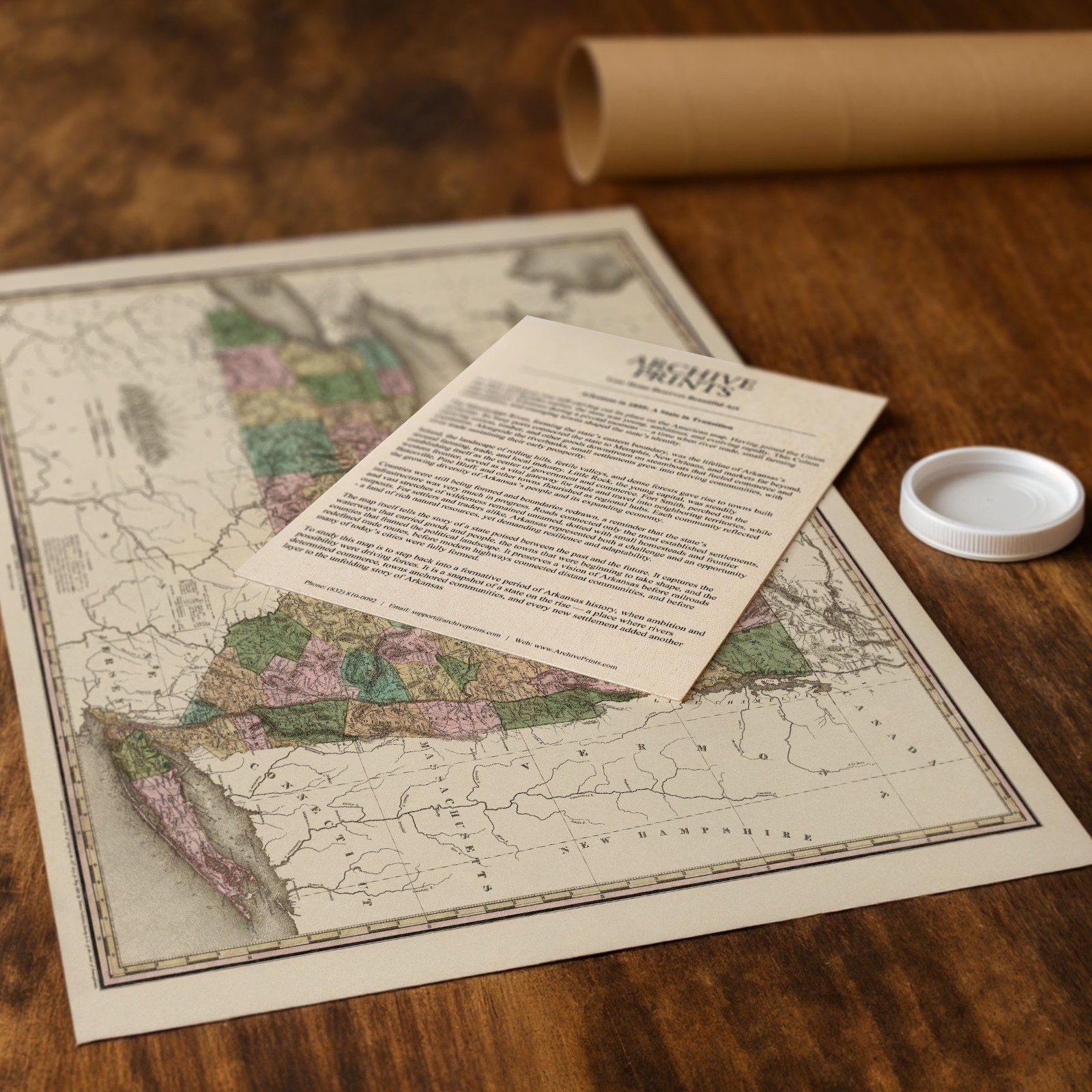 New York State 1823 Antique Map Vintage County Chart Historic Wall Art