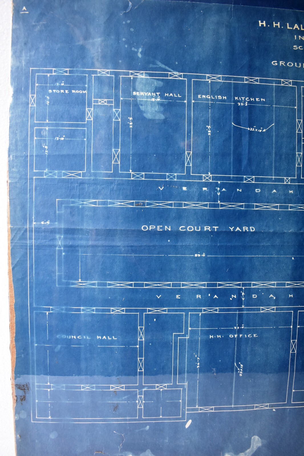 Antique Lal Bagh Palace Indore Architectural Plan & Lay-Out Of Ground Floor 1926