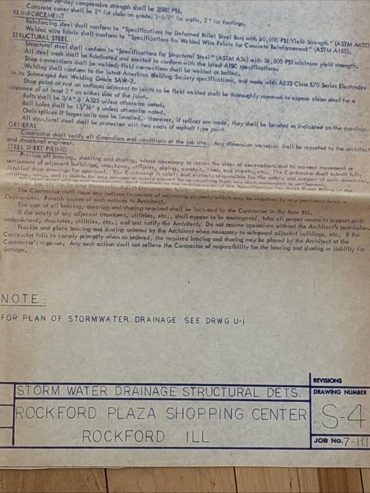 Vintage 1967 Blueprint Civil Engineering Plans Goldblatts Rockford IL