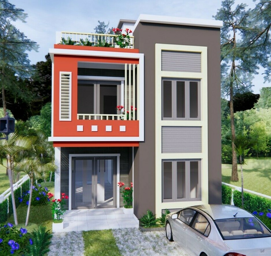 House Plan 6×10 Meter 20×33 Feet 3 Beds 3 Baths Terrace Roof Pdf (A4 Hard Copy)
