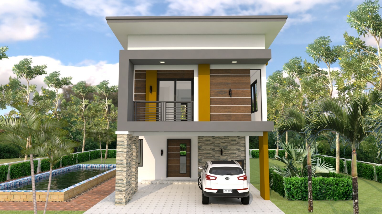 Small House Plan 20×36 Feet 6×11 Meter 3 Beds 3 Baths Shed Roof (A4 Hard Copy)