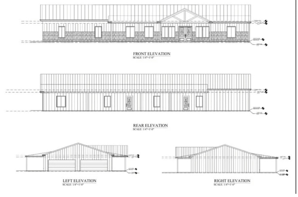 Barndominium House Plan – 3 Bed 2 Bath 2400 sq ft 3 Car – Drawings Blueprints