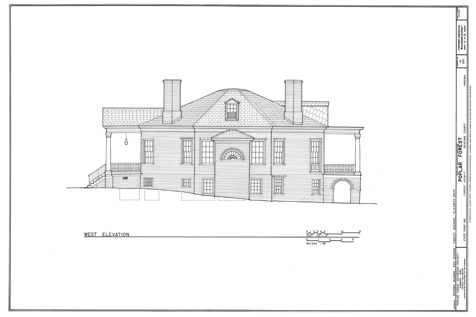 Poplar Forest by Thomas Jefferson, octagon Colonial country house detailed plans