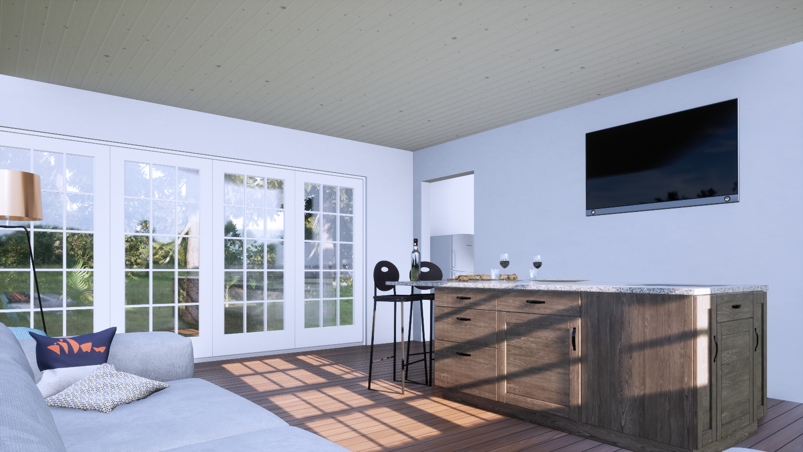 American Style Vacation Cabin House Plan with CAD file, 3D images,PDF Blueprints