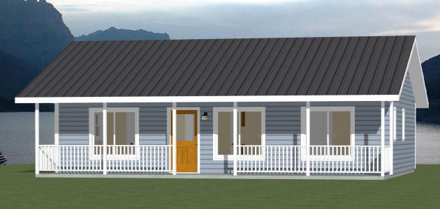 36×24 House — 2 Bedroom 2 Bath — 864 sq ft — PDF Floor Plan — Model 3