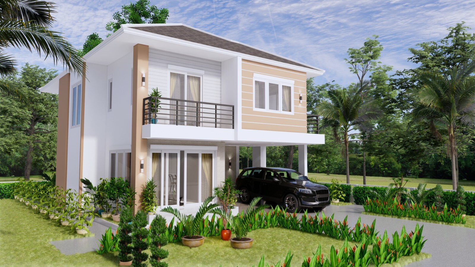 28×36 Feet House Design Plans 8.5×11 Meter 4 Beds 3 Bath Hip Roof (A4 Hard Copy)