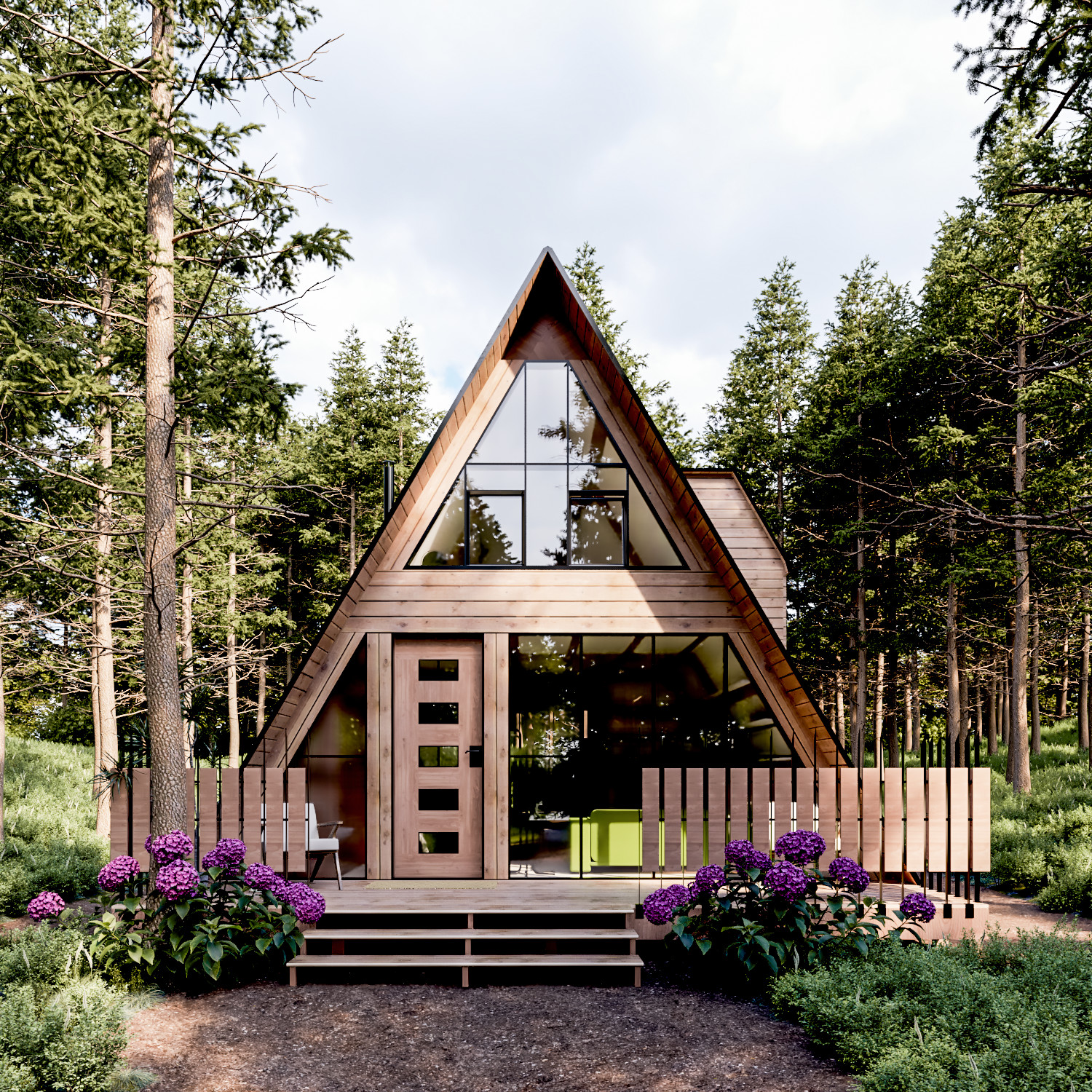 A-Framed Cabin House Plan DWG CAD File And PDF For Blueprint Plans – 1417sqft