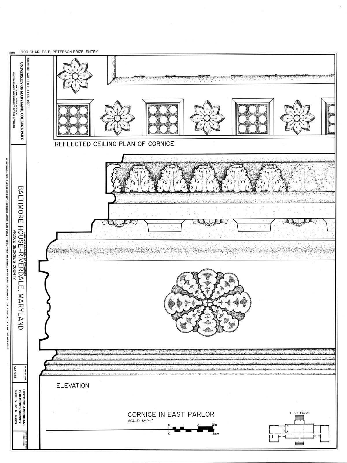 Riversdale, Calvert Mansion – Colonial American architectural plans & details