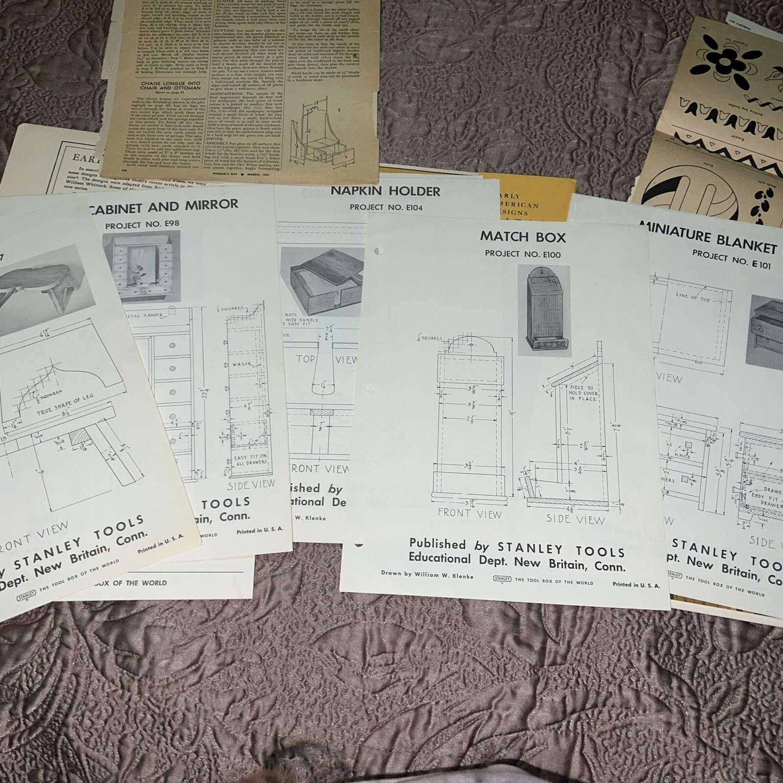 VTG 1948 Stanley – Early American Designs Booklet Series A & B – 30 Total Plans+