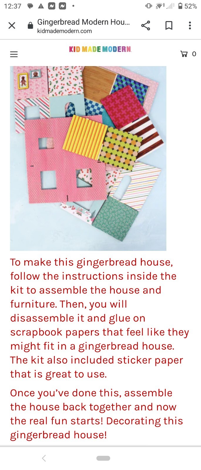 Vintage Kid Made Modern Design Your Own Modern House Craft Kit. Wood & Paper.