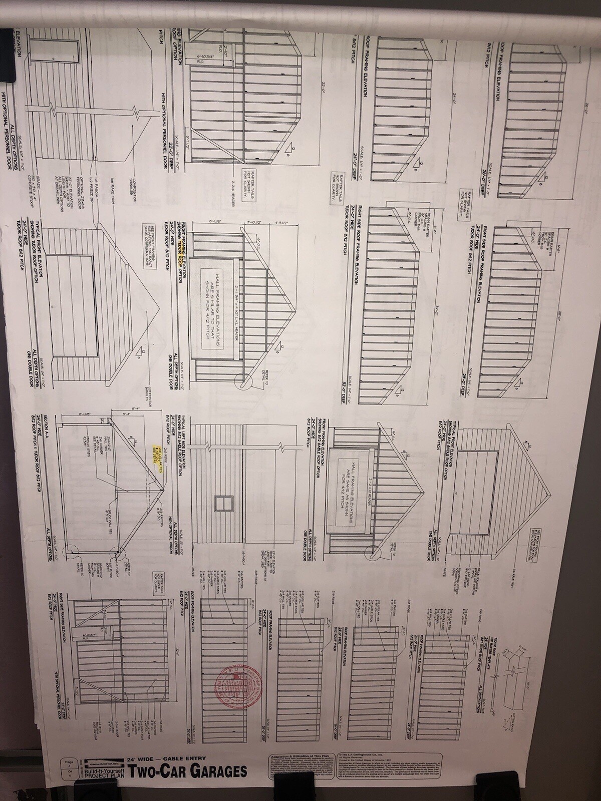 Build It Yourself 2 Car Garages 24’ Gable Entry Garlinghouse Plans 6 pages