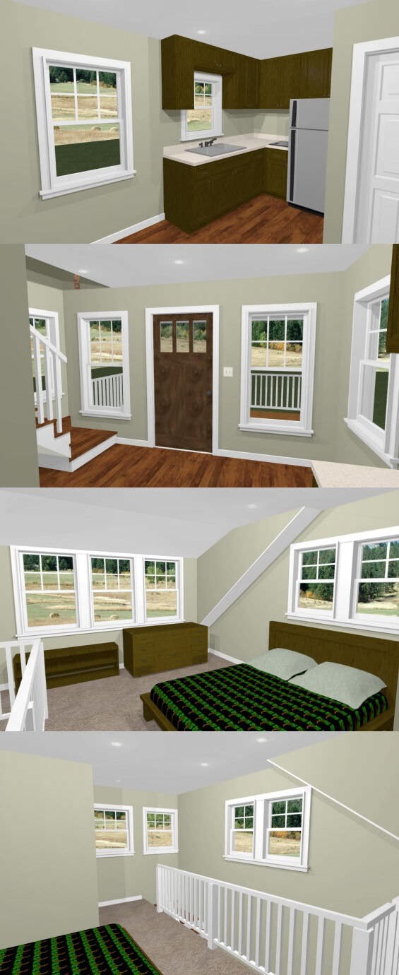 14×14 Tiny House — 399 sq ft — PDF FloorPlan — Model 1B