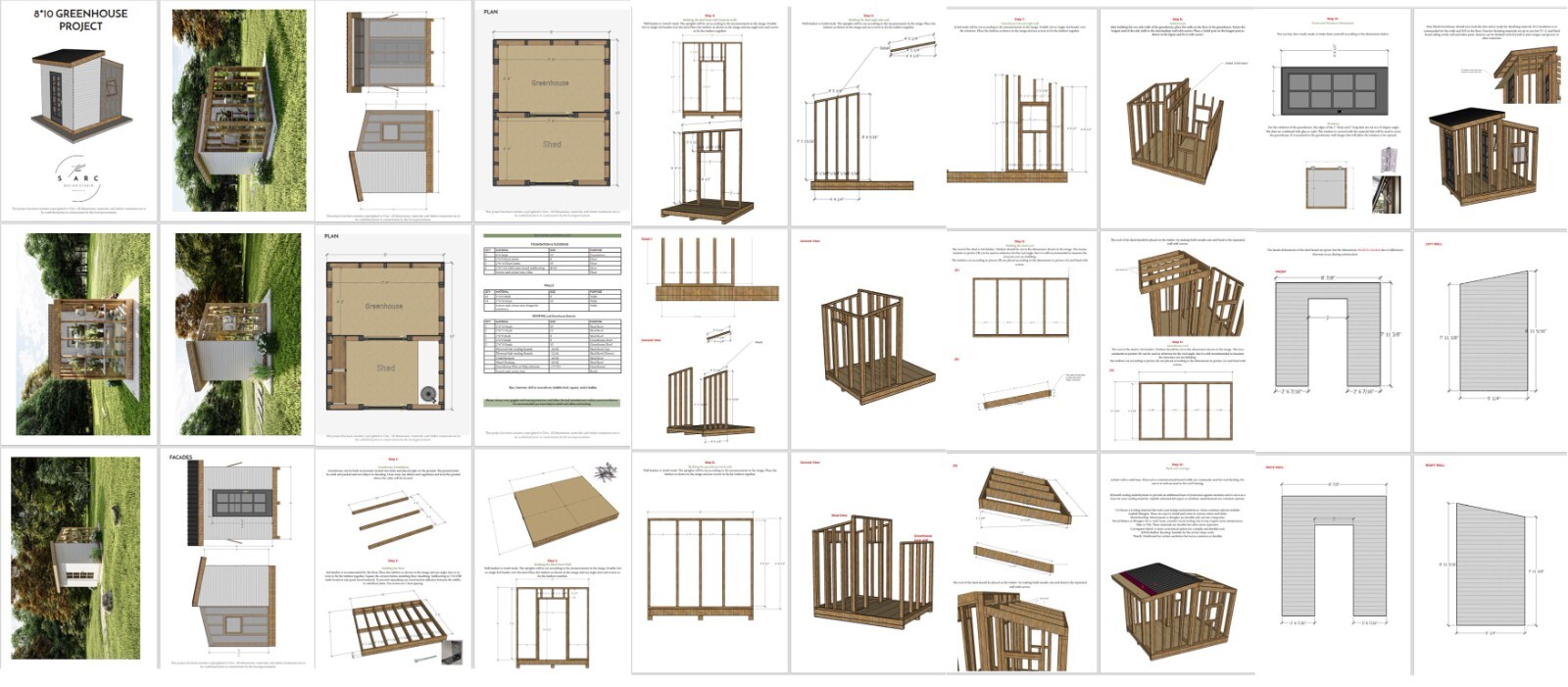 8’x10′ DIY Greenhouse Building Guide, Garden Shed Plans, Material List Included