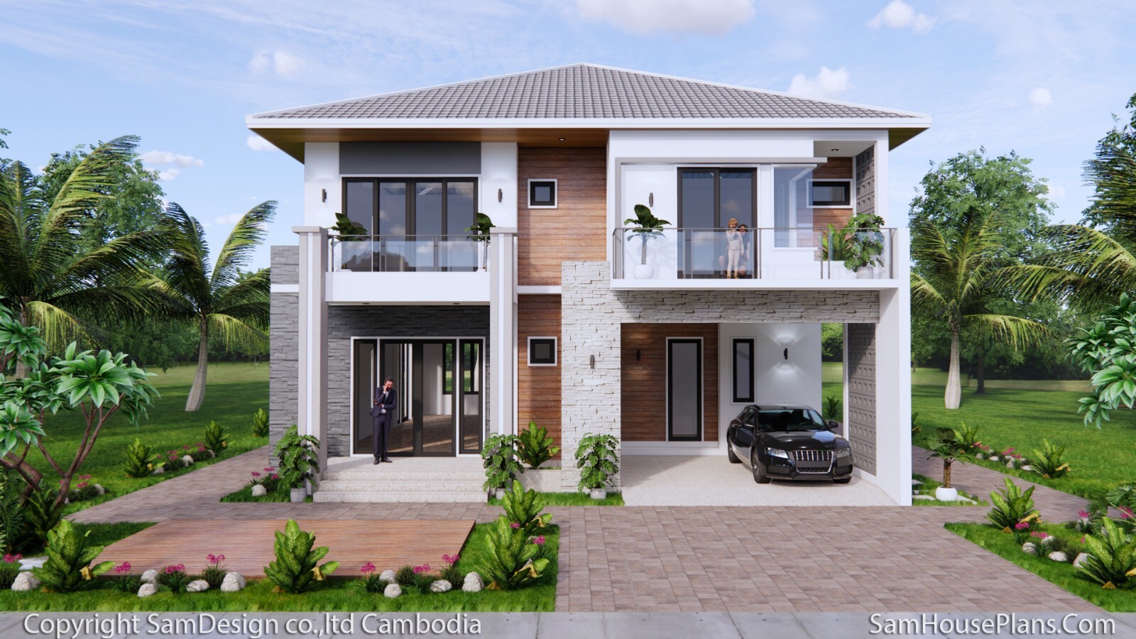 36×40 Feet House Design Plans 11×12 Meter 4 Beds 5 Baths Hip Roof (A4 Hard Copy)