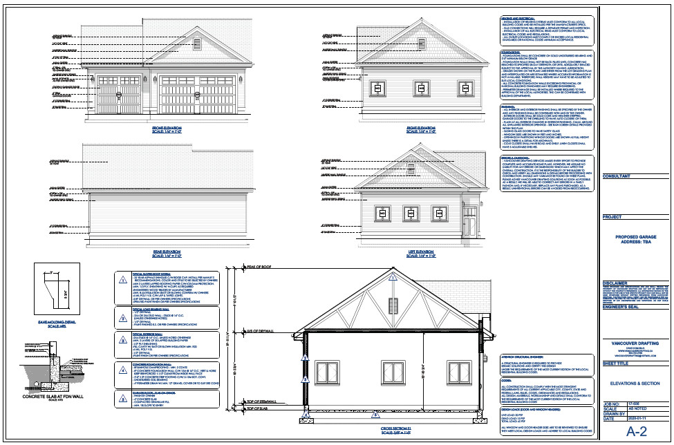 Triple Car / 3 Car Garage Plan / Architectural Blueprints – 33 x 25