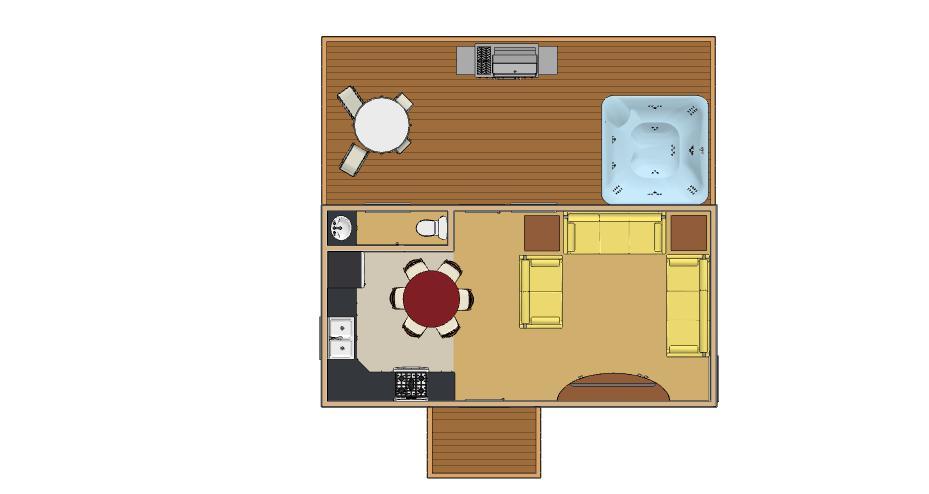 399sqft-Party House/No Bedrms, 14’x28′, Tiny House design – ala cart