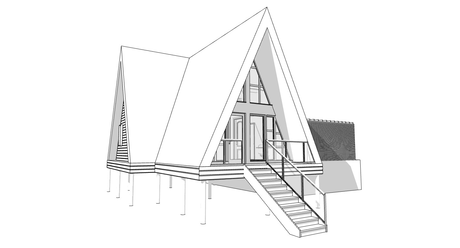 42’x49’ 2 Beds 1 Bath Small A-Frame Cabin Architectural Build Plans PDF Download
