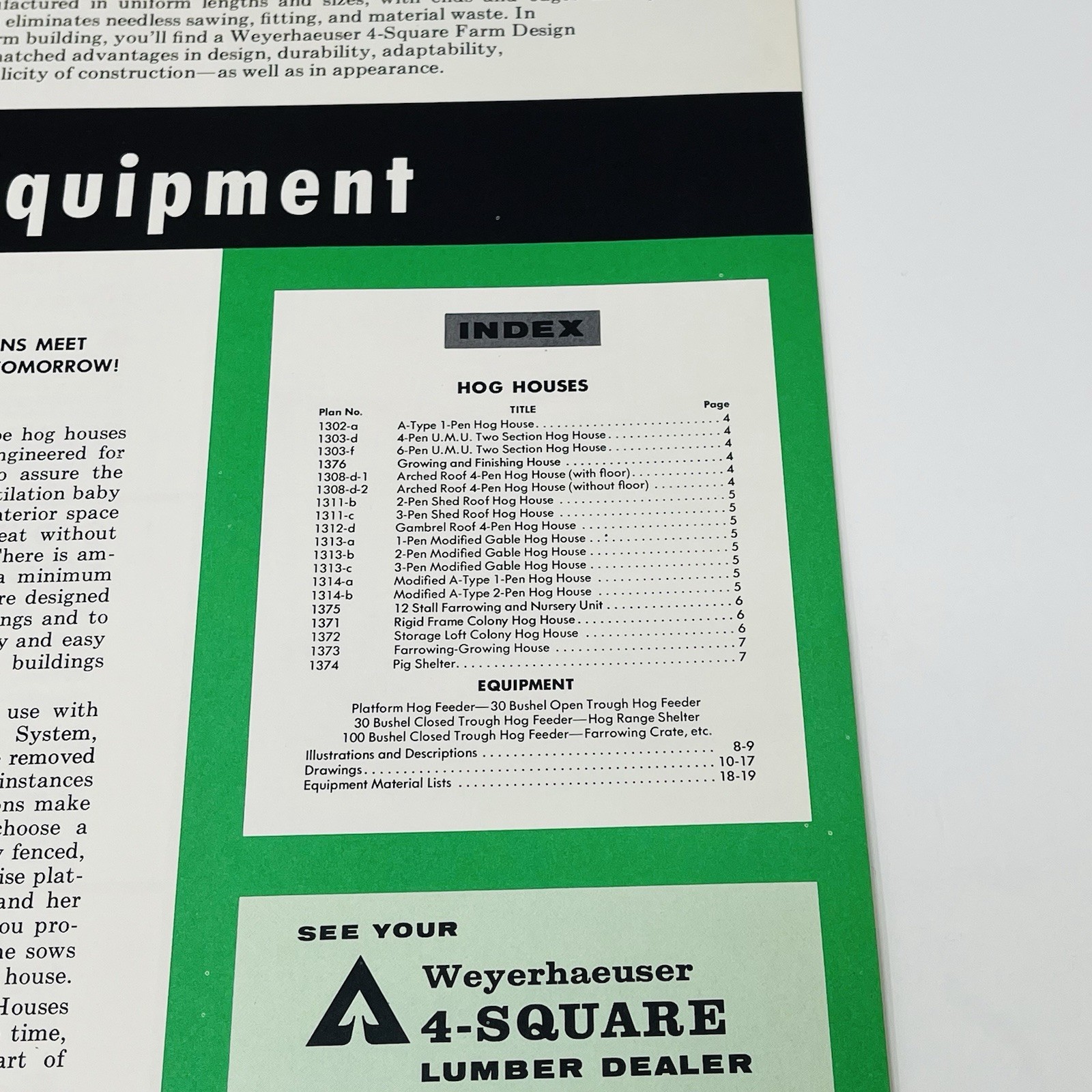 1960 Hog Houses And Equipment Garage Weyerhaeuser 4 Square Guide Manual Plans