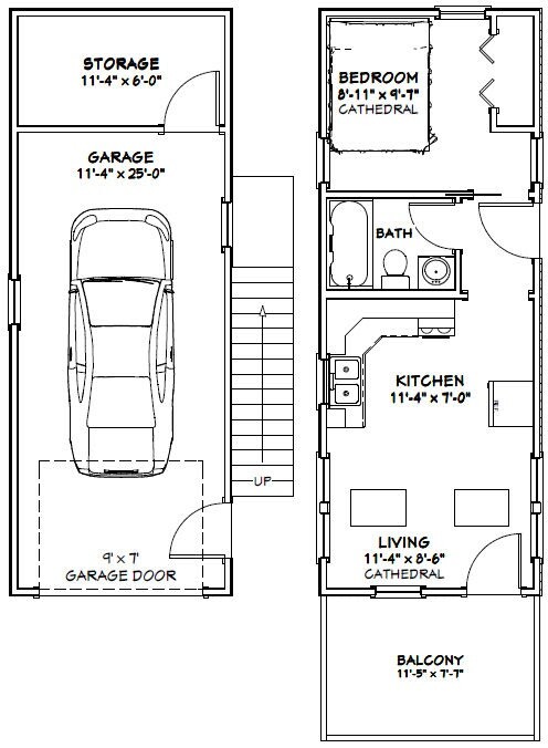 12×32 House — 461 sq ft — PDF Floor Plan — Model 9A