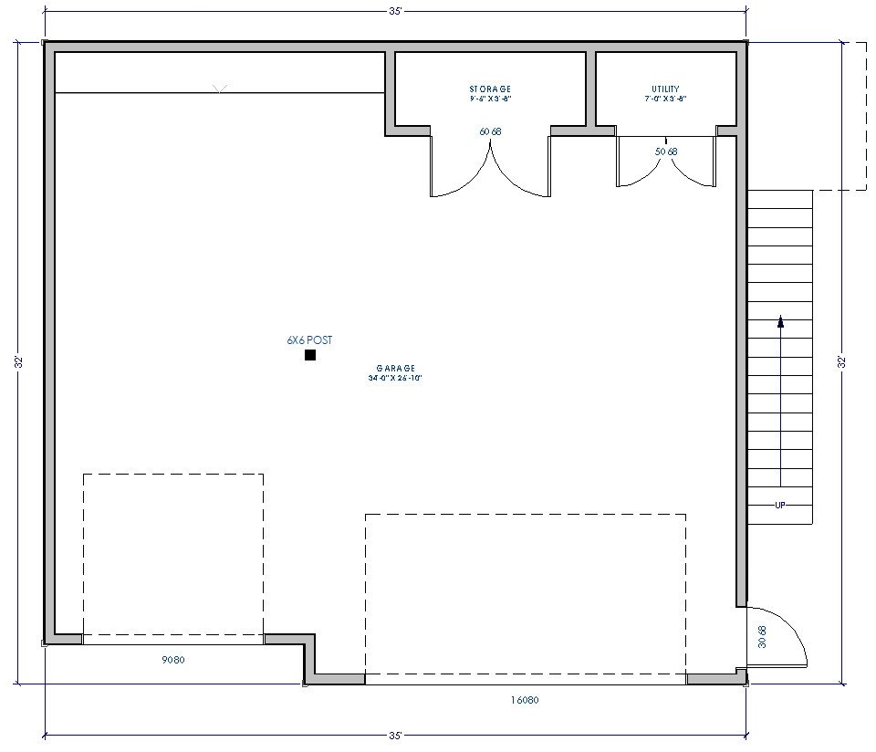 Triple Car / 3 Car Garage Plan / Architectural Blueprints – 34 x 27