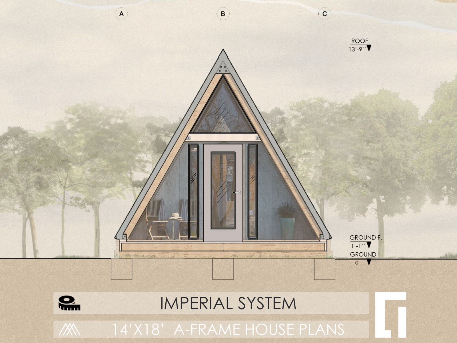 14’x18′ A Frame Cabin Plans 210 SqFt Pdf