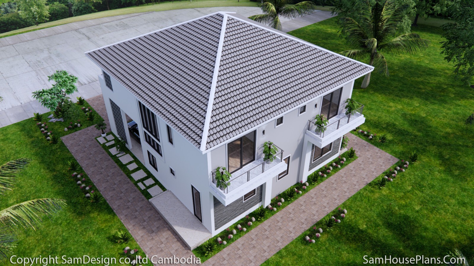 36×40 Feet House Design Plans 11×12 Meter 4 Beds 5 Baths Hip Roof (A4 Hard Copy)