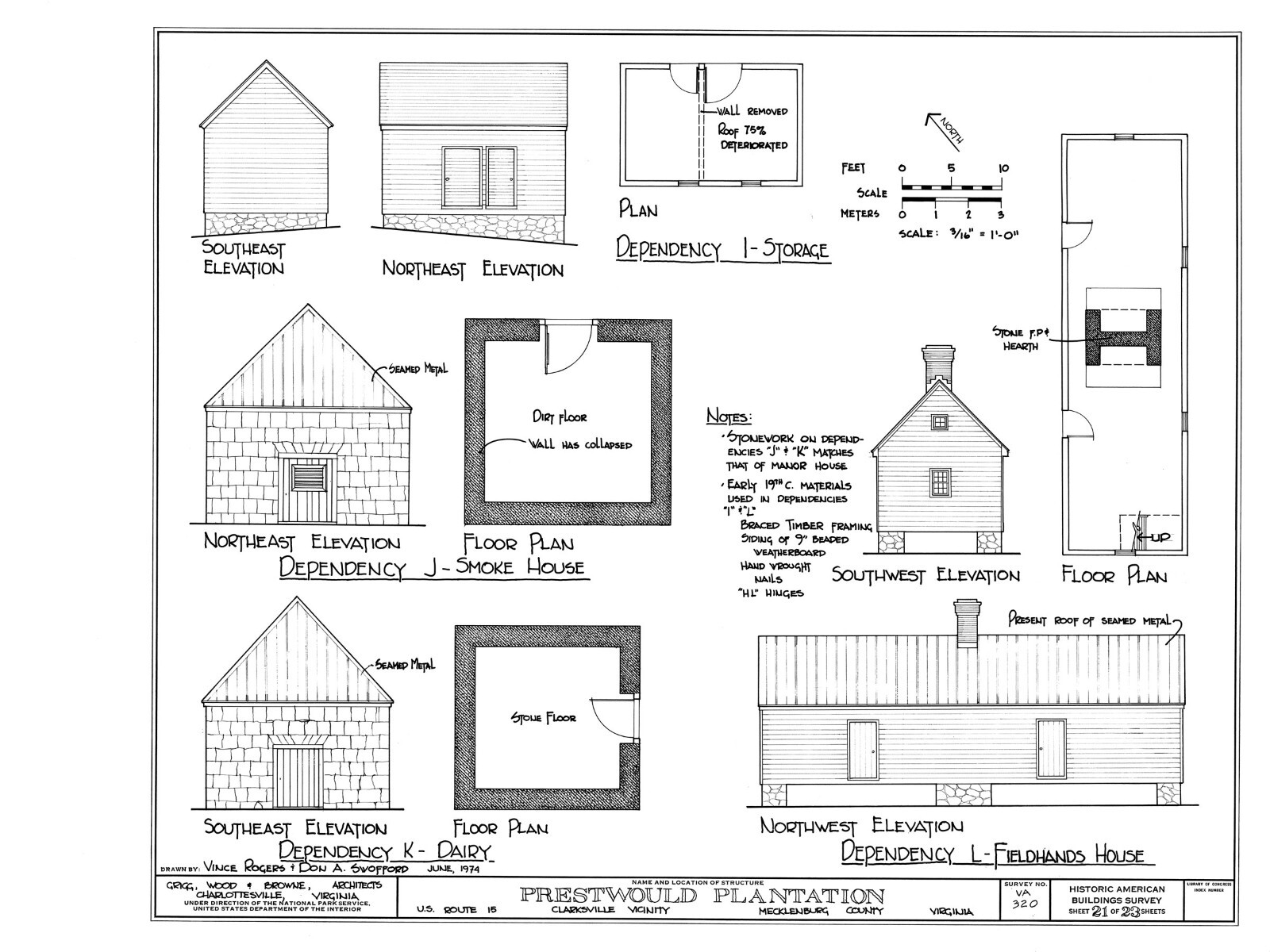 Architectural Home Plans, Prestwould Virginia Plantation Mansion w/ cottages