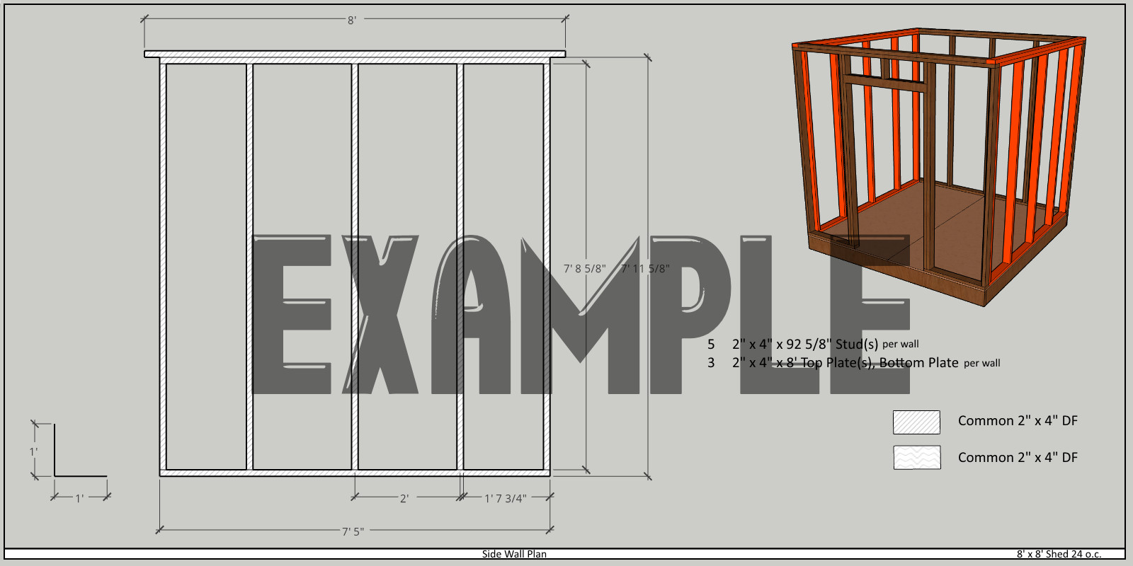 16 x 16 ft Small Cabin Gable Roof Front Eave Rear Dormer 16 O.C. -PDF