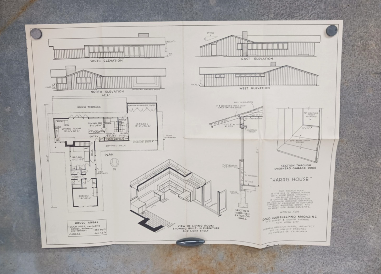 VTG 1950s Harris House Good Housekeeping Floor Plan L Shape Ranch Harwell MCM