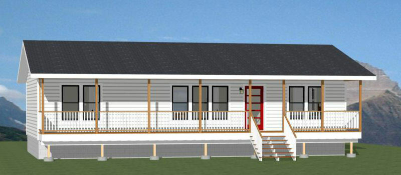 46×24 House – 3 Bedroom 2 Bath – 1,104 sqft – PDF Floor Plan – Model 1D