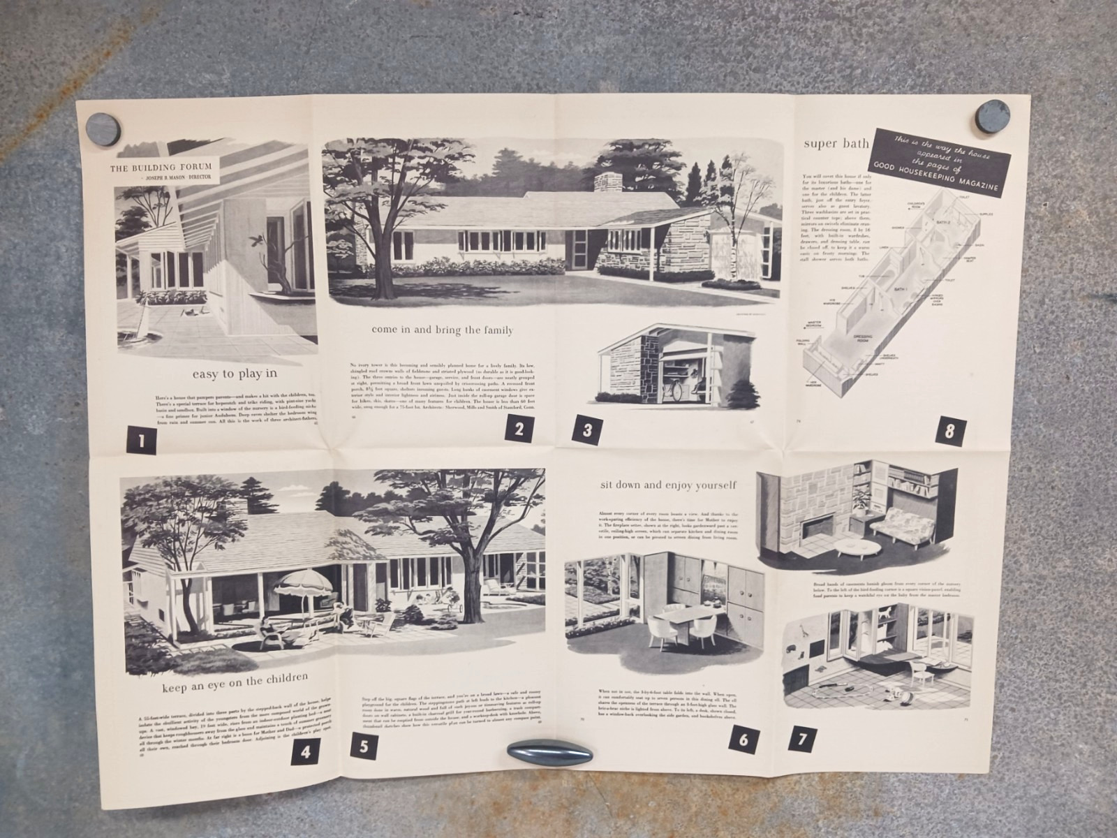 VTG 1950s All Family House Good Housekeeping Floor Plan MCM Ranch Sherwood Mills