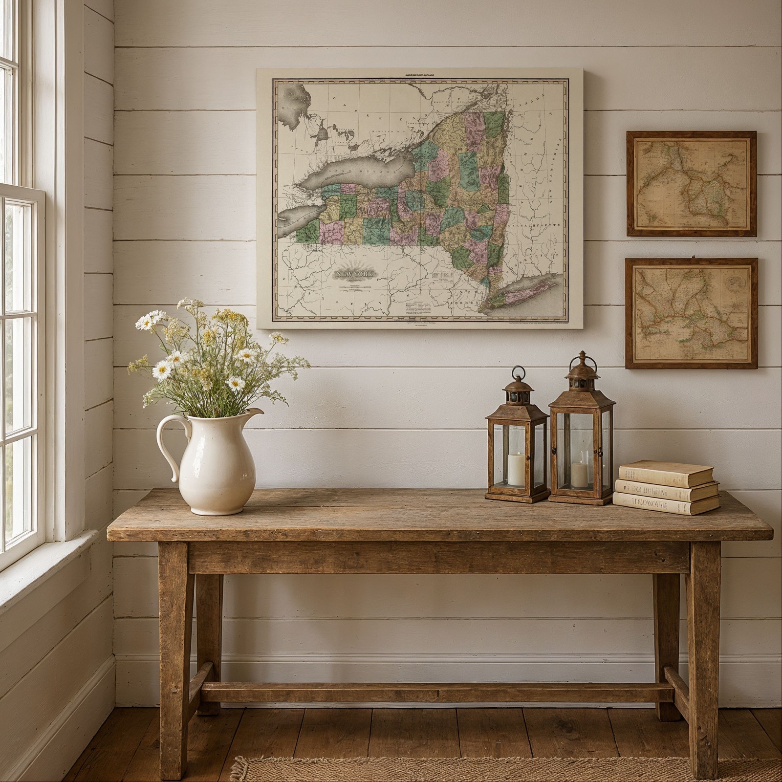 New York State 1823 Antique Map Vintage County Chart Historic Wall Art