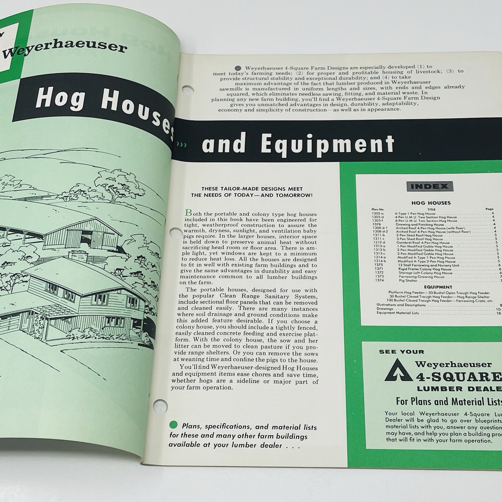 1960 Hog Houses And Equipment Garage Weyerhaeuser 4 Square Guide Manual Plans