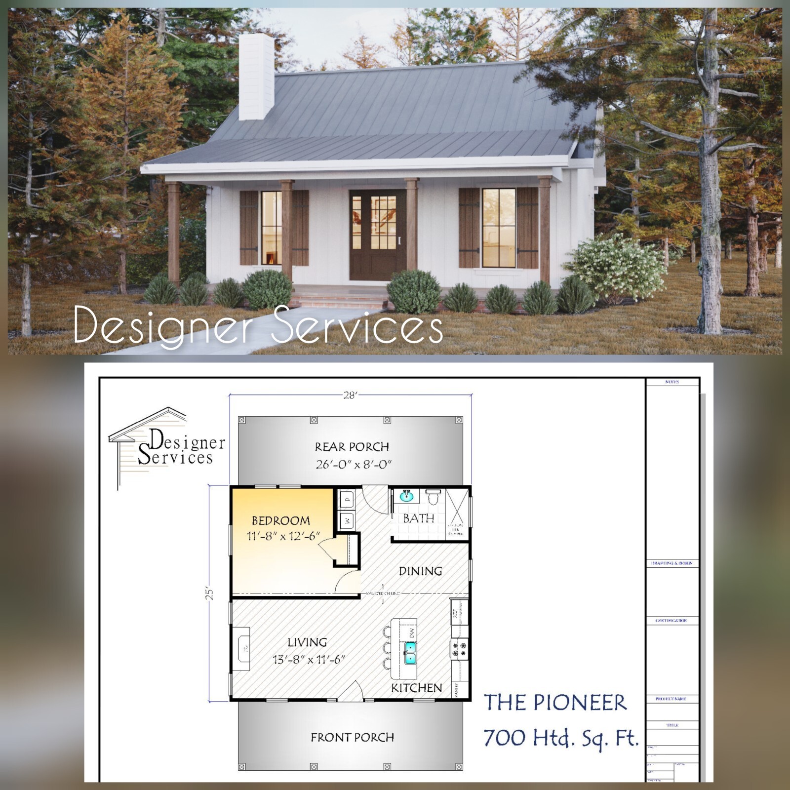 Pioneer House Plan 700 Heated Square Feet