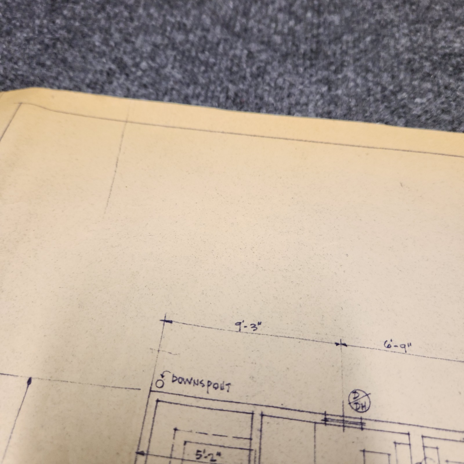 Vintage House Blueprint 33×17 1964 Mid Century Modern Drawing Art Glen Ellyn IL